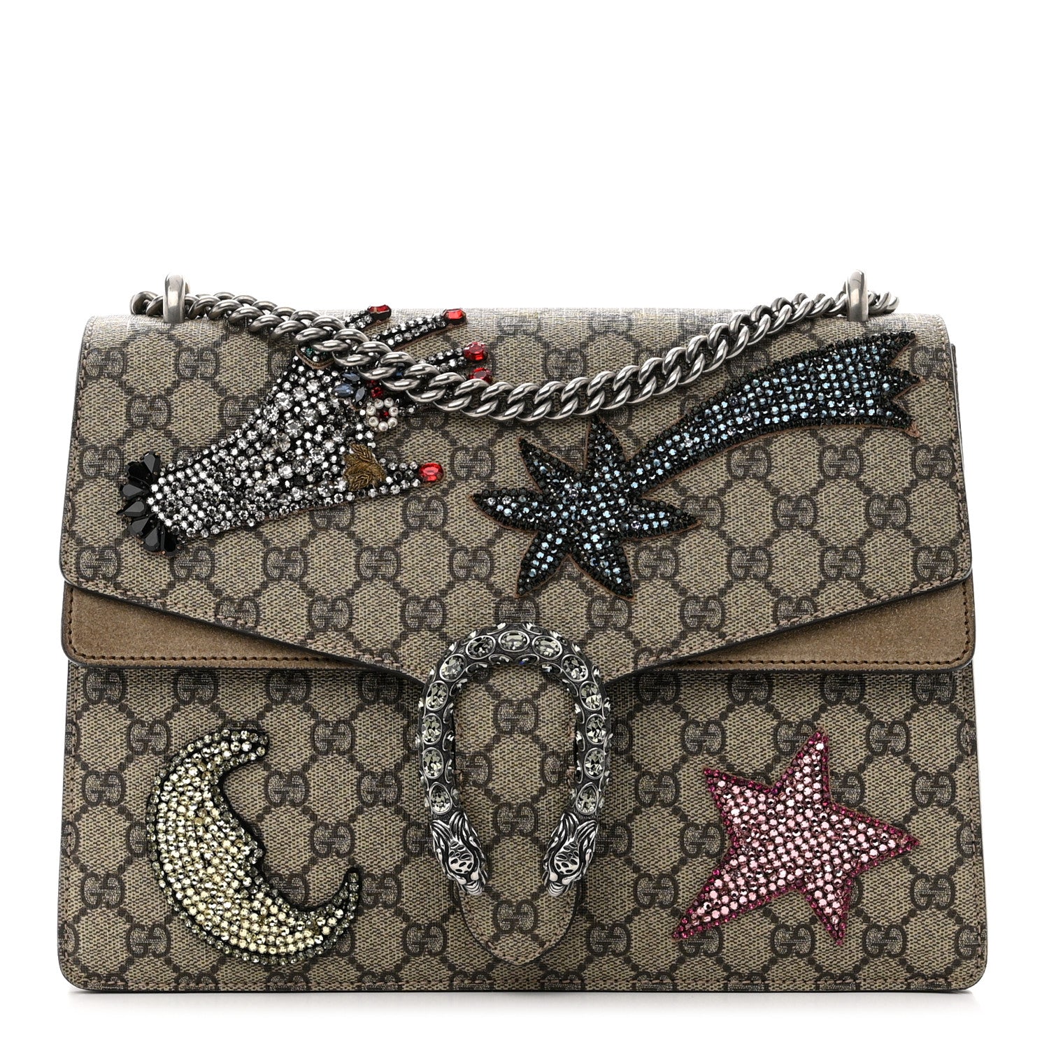 Gucci GG Supreme Monogram Shooting Star Embroidered Medium Dionysus Shoulder Bag Beige 1 of 12