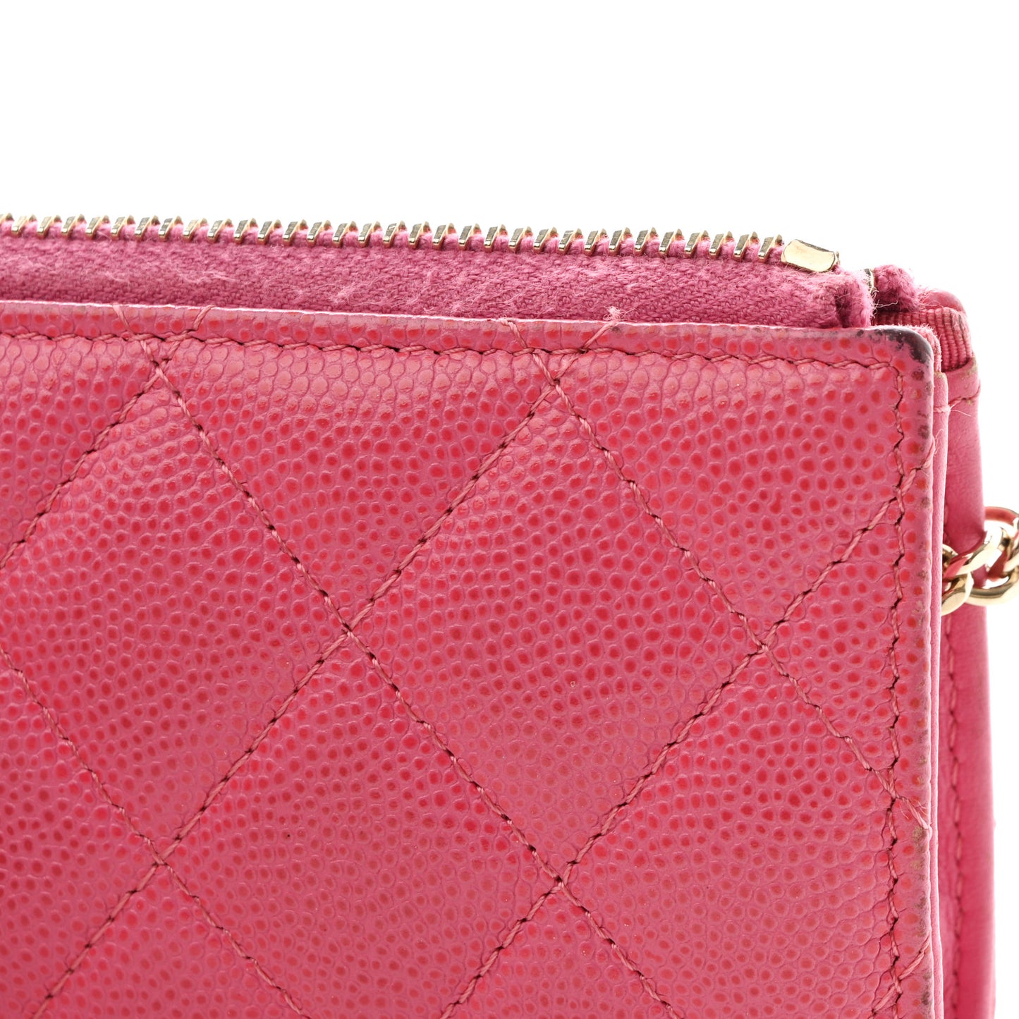 Caviar Quilted Zipped Key Holder Case Pink