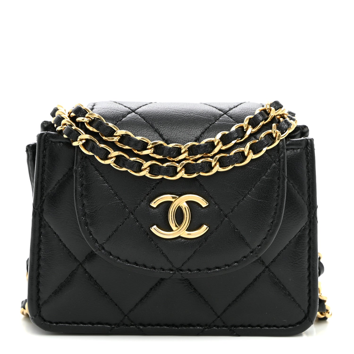 Chanel Lambskin Quilted Mini Accordion Clutch With Chain Black 1 of 10