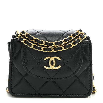 Chanel Lambskin Quilted Mini Accordion Clutch With Chain Black 1 of 10