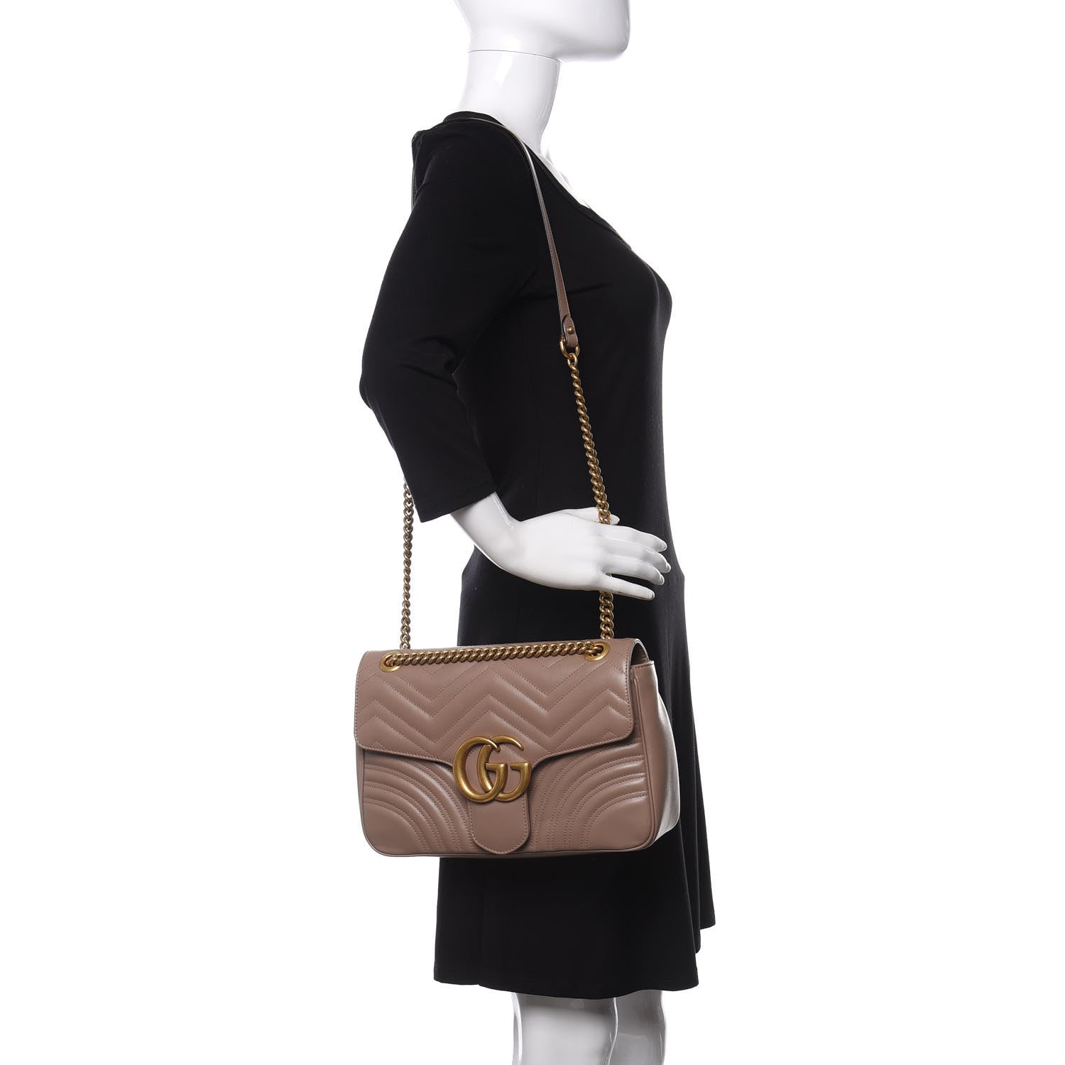 Gucci Calfskin Matelasse Medium GG Marmont Shoulder Bag Porcelain Rose 2 of 12