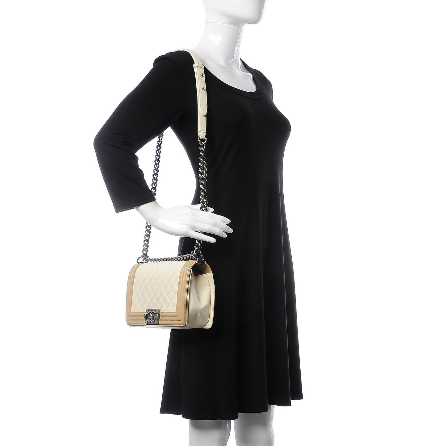 Lambskin Quilted Medium Boy Flap Beige