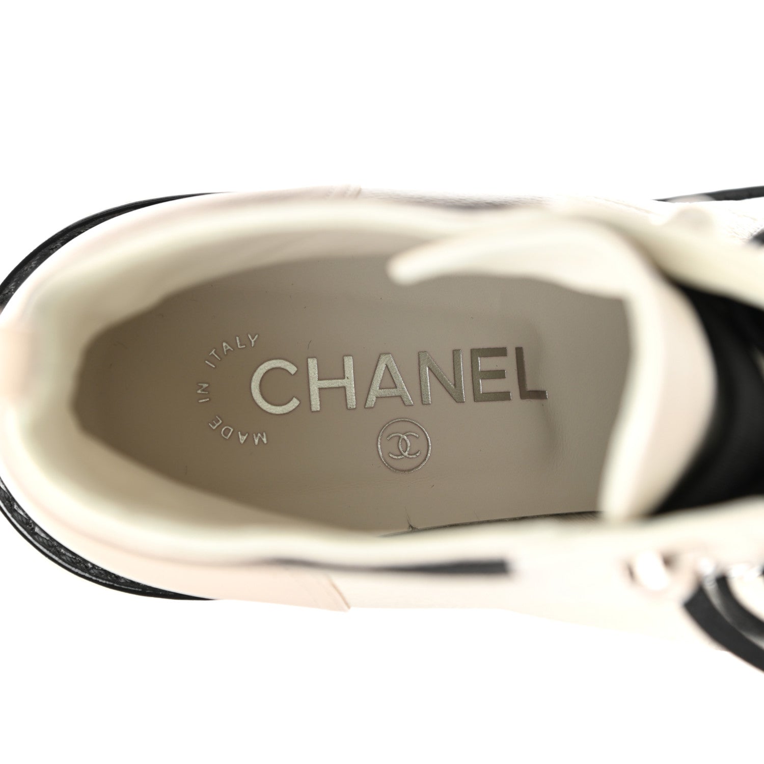 Chanel Pearly Calfskin Patent Calfskin Quilted Lace Up Boots 39 White Light Gray Black 7 of 11