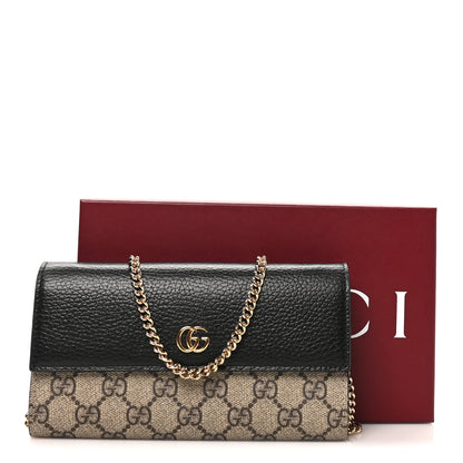 Gucci Dollar Calfskin GG Supreme Monogram Petite GG Marmont Wallet Chain Bag Black Beige Ebony 11 of 11