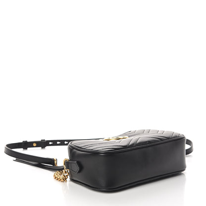 Gucci Calfskin Matelasse Small GG Marmont Chain Shoulder Bag Black 3 of 8