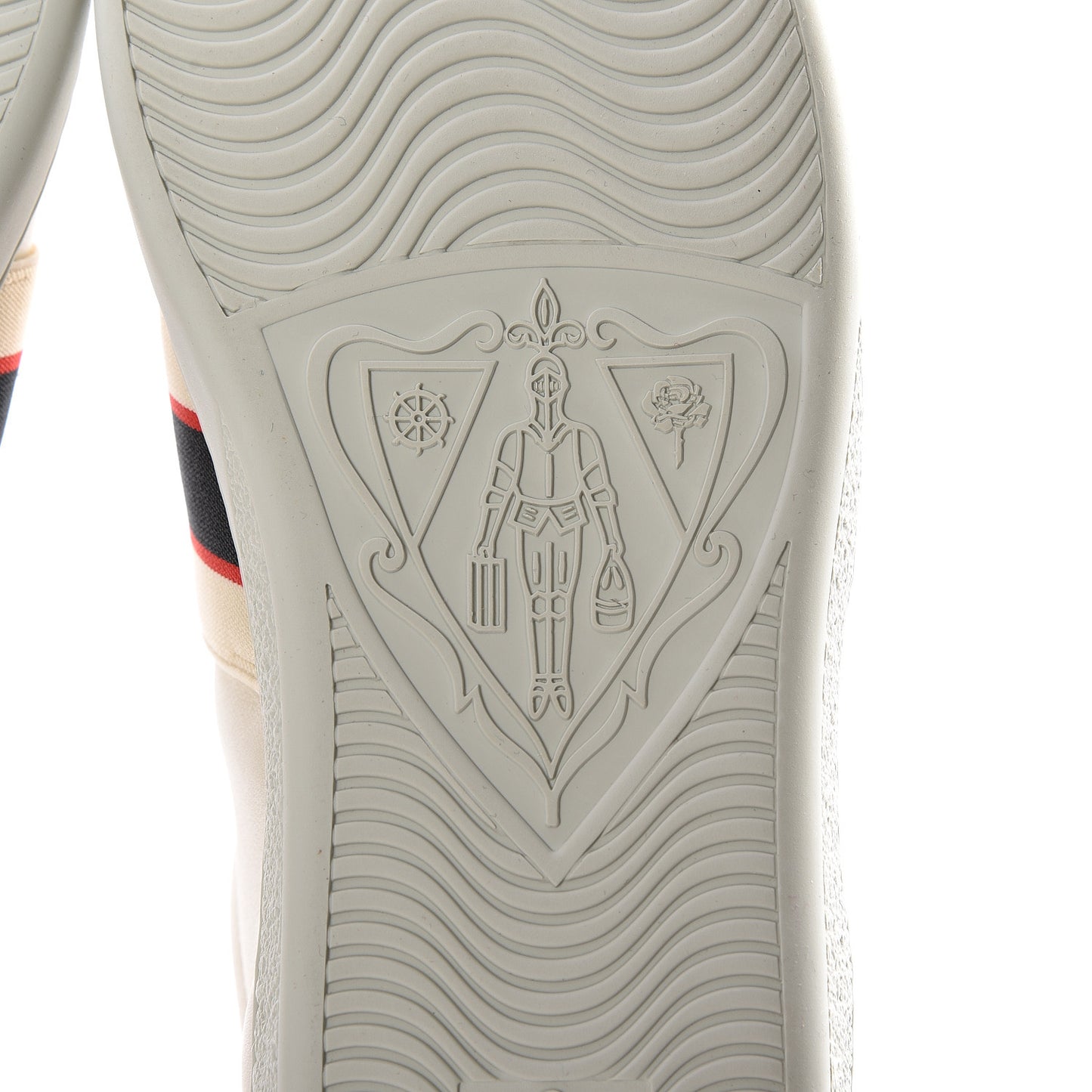 Calfskin Stripe Womens New Ace Sneakers 38 New Mystic White Ecru Red Flame
