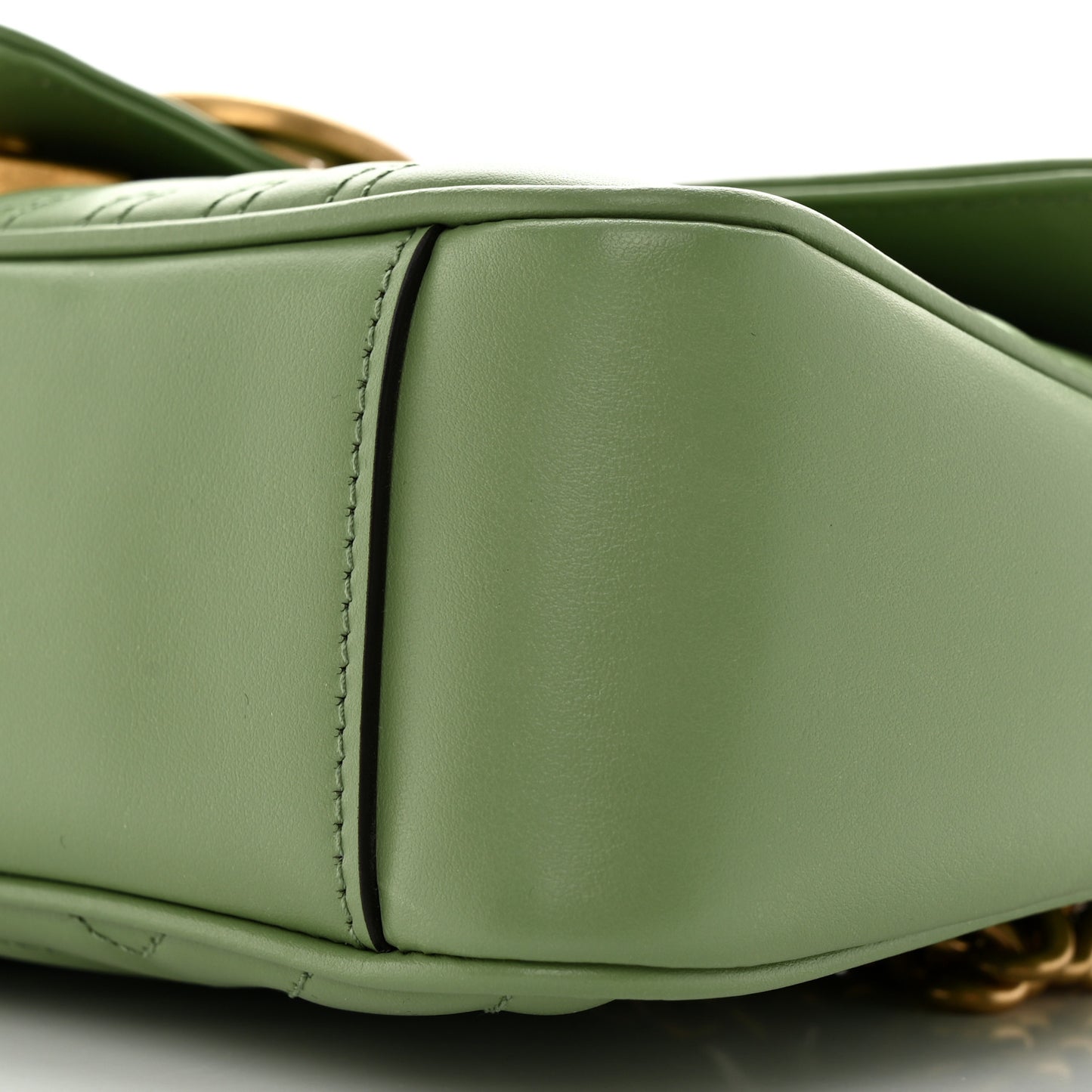 Calfskin Matelasse Small GG Marmont Shoulder Bag Salamander Green