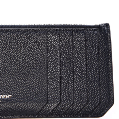 Saint Laurent Grained Calfskin 5 Fragments Zip Pouch Card Holder Deep Marine 9 of 10