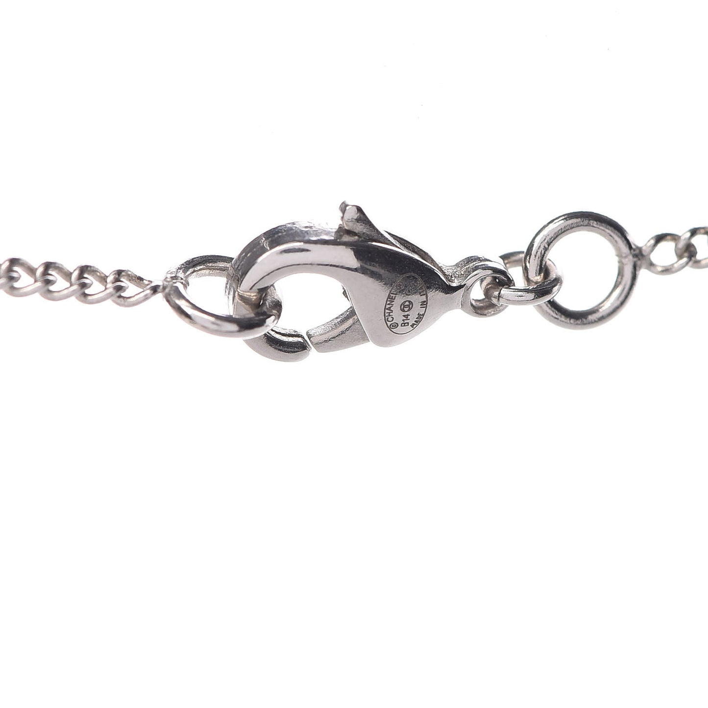 Crystal CC Bow Necklace Silver