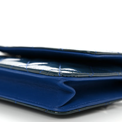 Chanel Patent Quilted Wallet On Chain WOC Blue 11 of 12