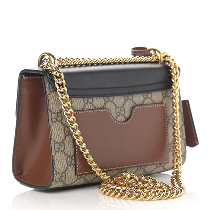Gucci GG Supreme Monogram Calfskin Small Padlock Shoulder Bag Beige Black Cuir 2 of 14