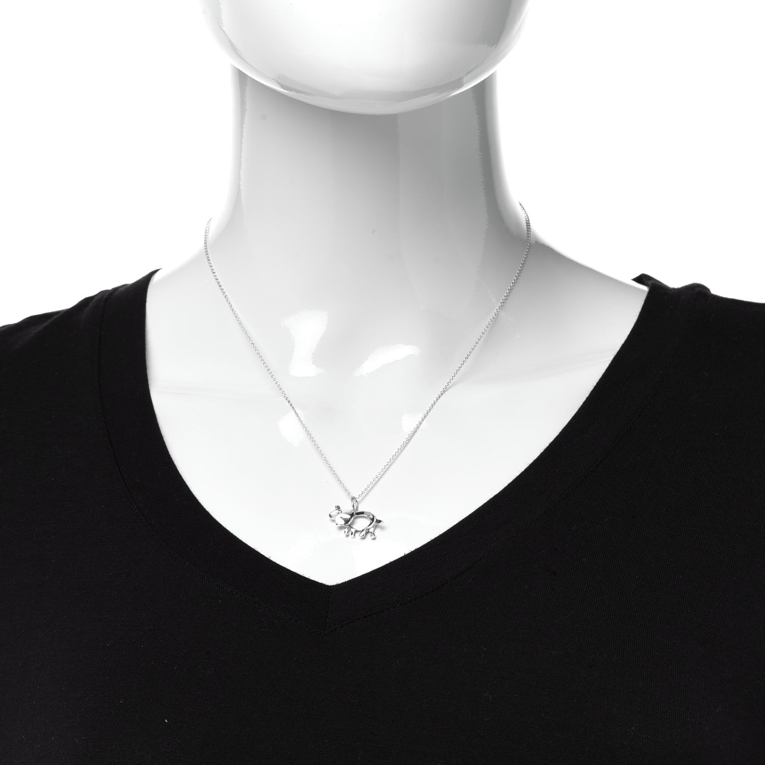 Tiffany Sterling Silver Tsavorite Save the Wild Elephant Charm Necklace 2 of 7