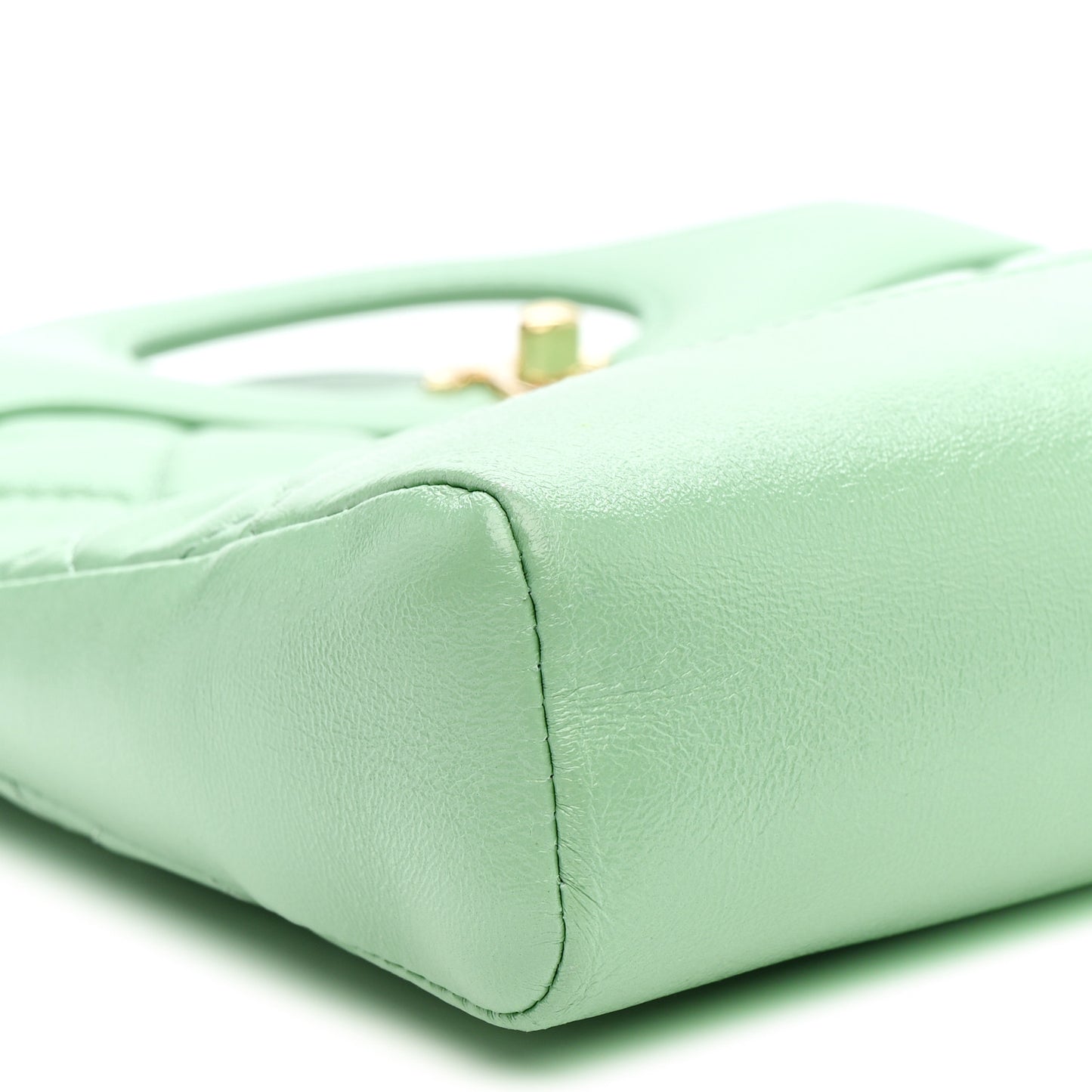 Shiny Lambskin Quilted Mini 31 Shopping Bag Light Green Light Green