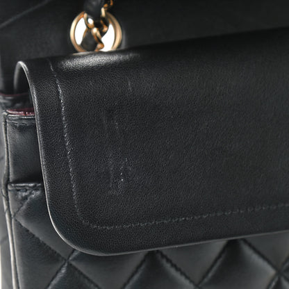 Chanel Lambskin Quilted Medium Double Flap Black 10 of 12