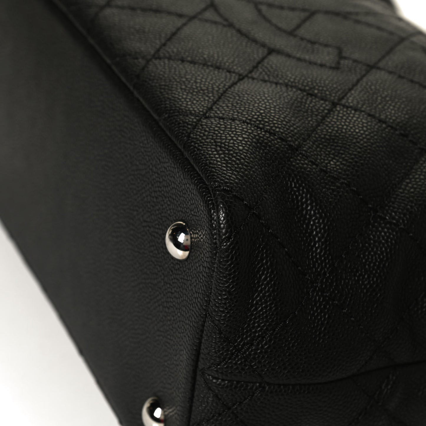 Grained Calfskin Quilted Small Daily Shopping Tote Black