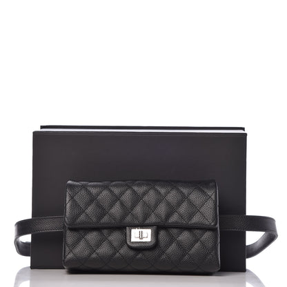Chanel Grained Calfskin Quilted 2.55 Reissue Flap Belt Bag Clutch Black 9 of 9
