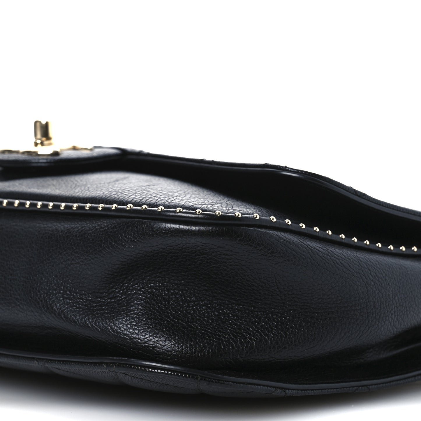 Caviar Quilted Large Studded Flap Black