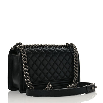 Chanel Lambskin Quilted Medium Boy Flap Black 3 of 11