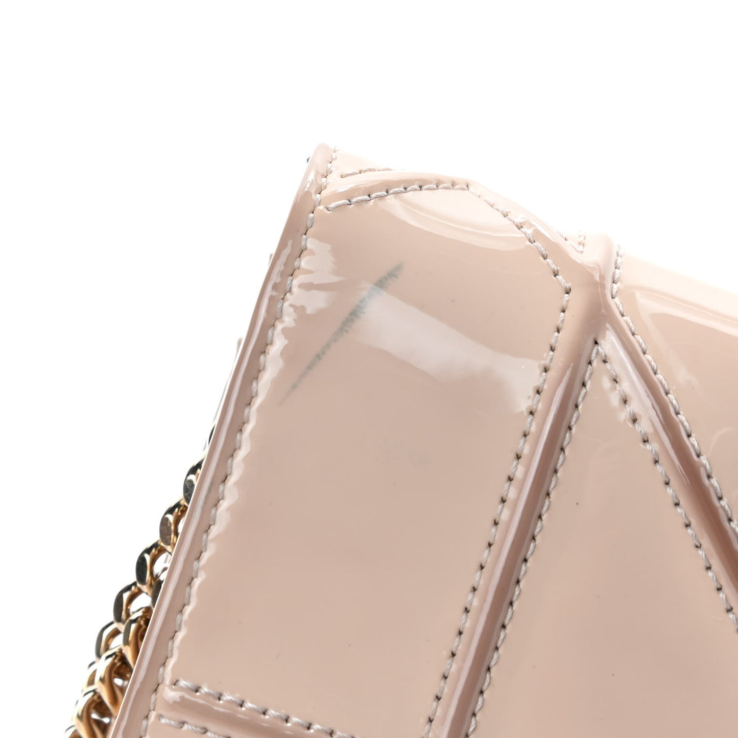 Patent Calfskin Diorama Croisiere Chain Wallet Beige