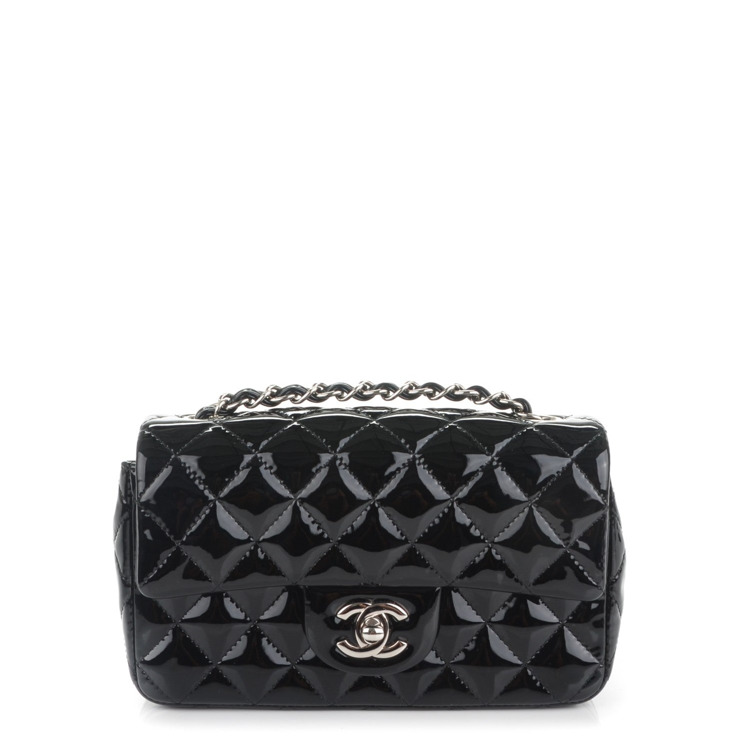 Chanel Patent Calfskin Quilted Mini Rectangular Flap Black 1 of 7