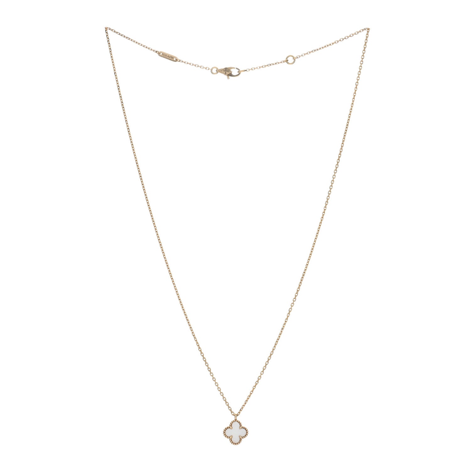 Van Cleef & Arpels 18K Yellow Gold Mother of Pearl Sweet Alhambra Pendant Necklace 4 of 5