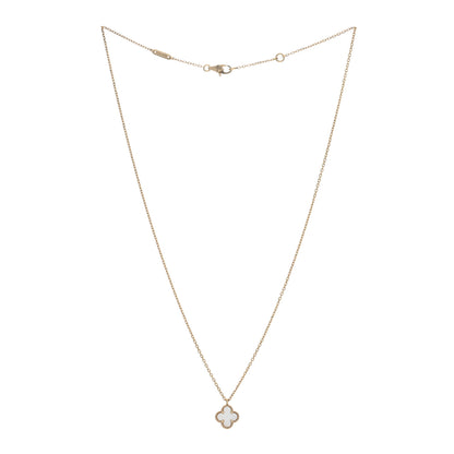 Van Cleef & Arpels 18K Yellow Gold Mother of Pearl Sweet Alhambra Pendant Necklace 4 of 5