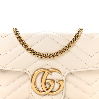 Gucci Calfskin Matelasse Super Mini GG Marmont Shoulder Bag White 8 of 10
