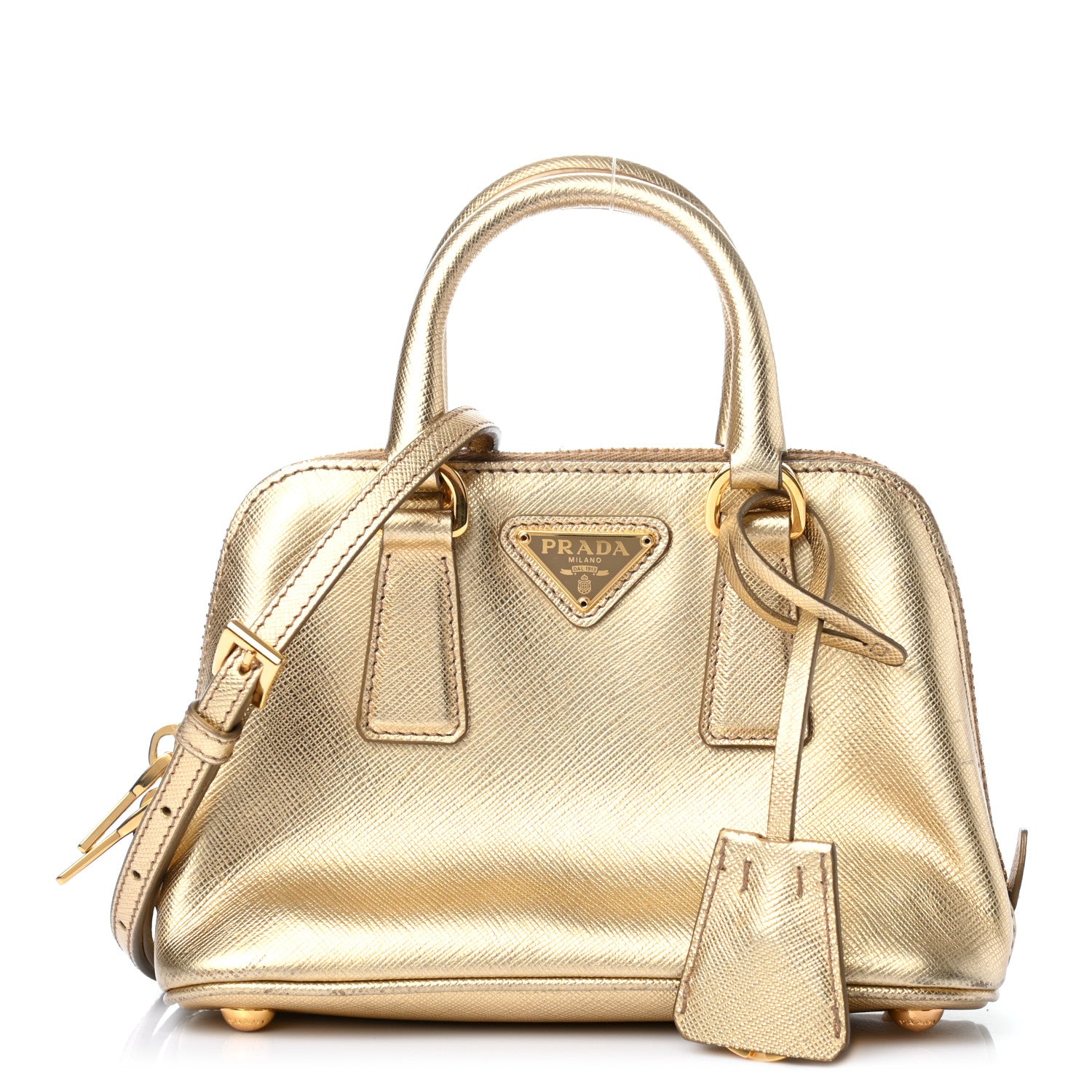 Prada Saffiano Lux Mini Promenade Tote Cromo 1 of 10