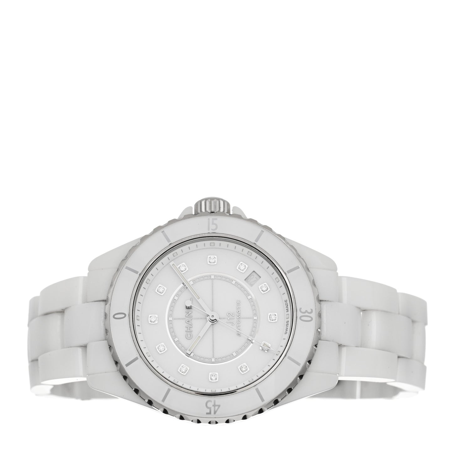 Stainless Steel Ceramic Diamond 38mm J12 Automatic Watch White