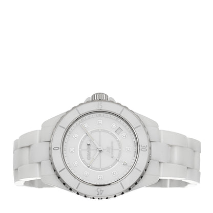 Chanel Stainless Steel Ceramic Diamond 38mm J12 Automatic Watch White 2 of 5