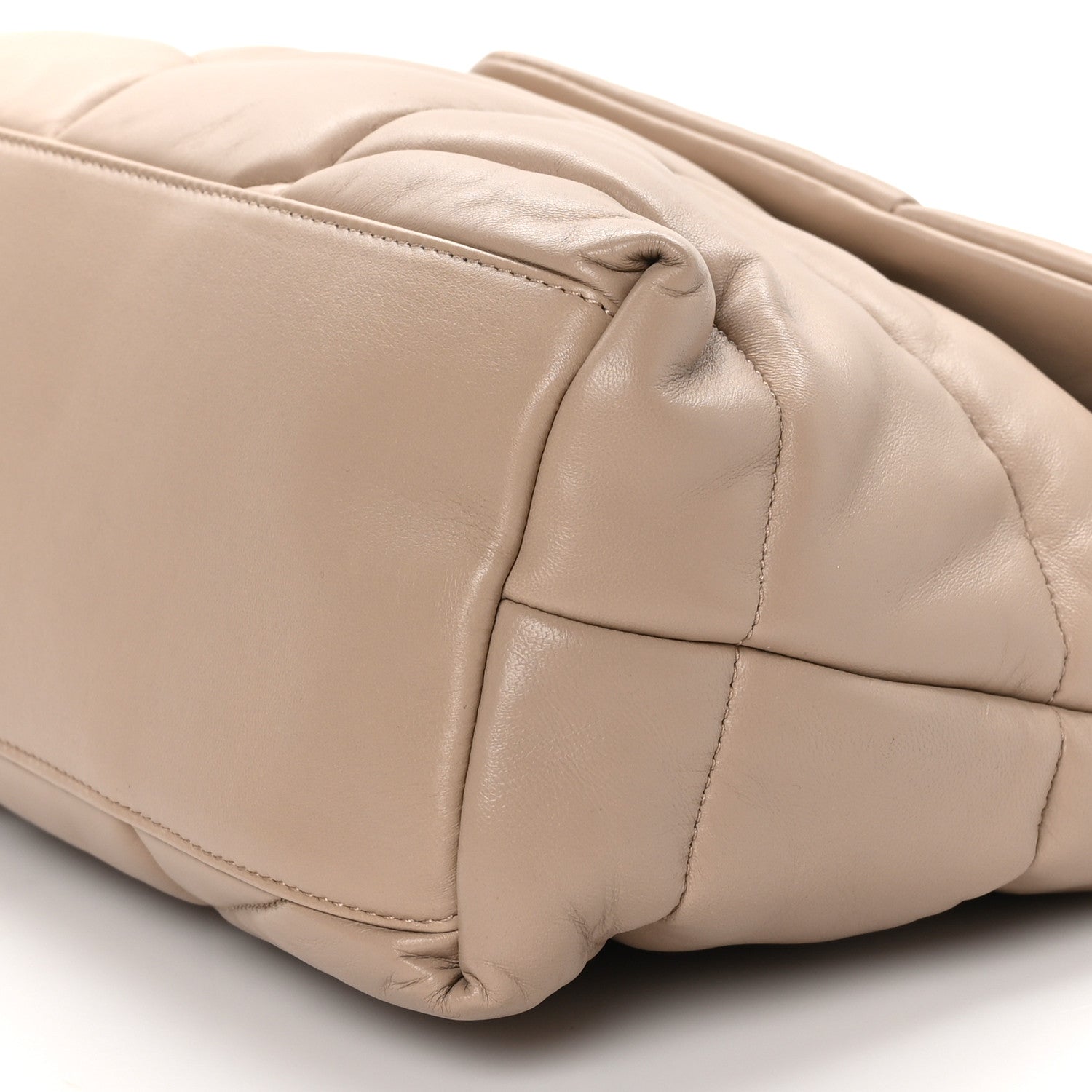 Saint Laurent Lambskin Quilted Medium Loulou Puffer Monogram Chain Satchel Dark Beige 10 of 10