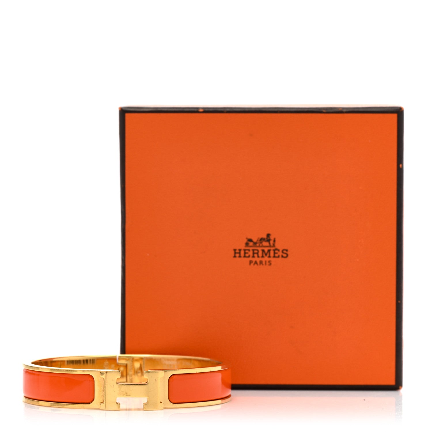 Hermes Enamel Narrow Clic Clac H Bracelet GM Orange 5 of 5