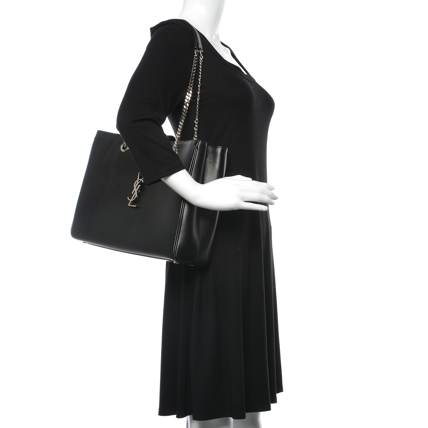 Calfskin Classic Monogram Shopping Bag Black