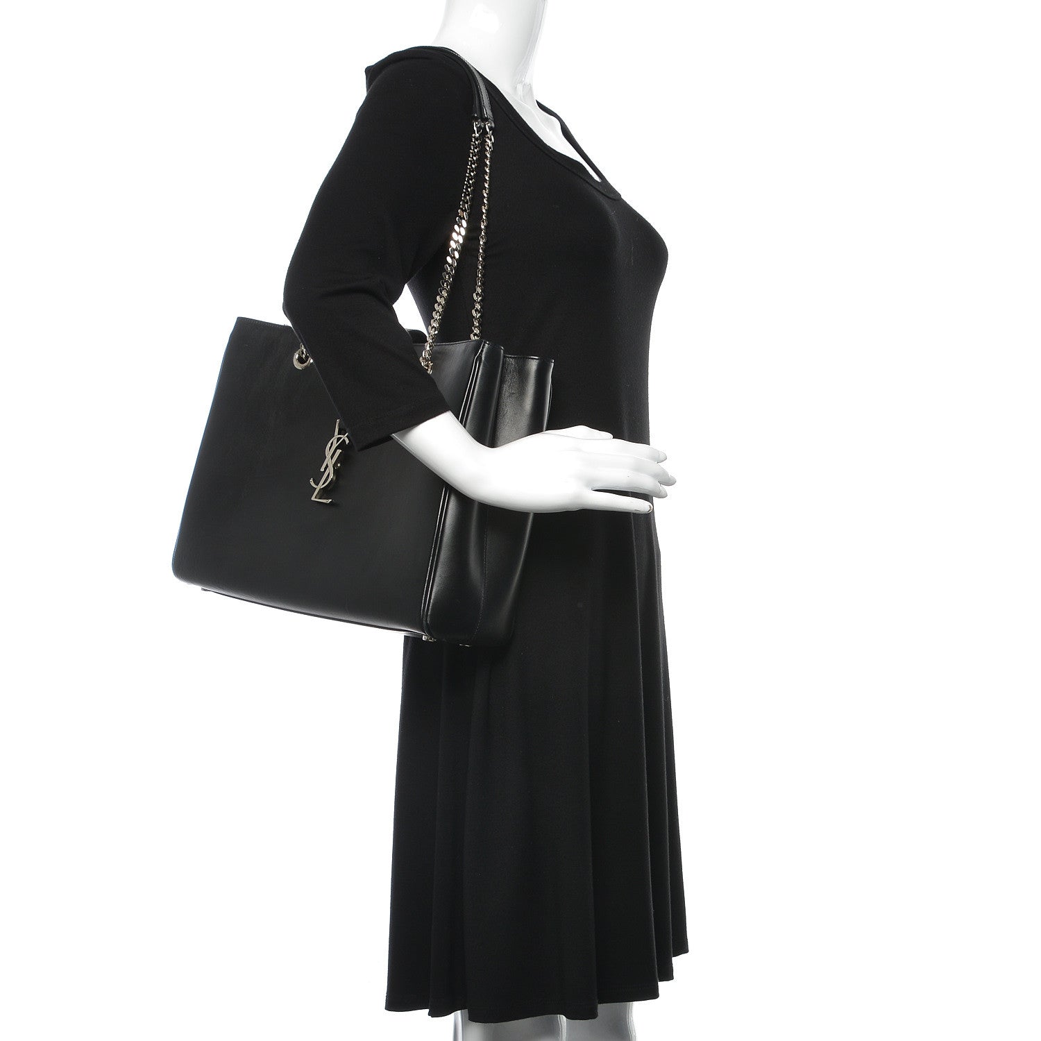 Saint Laurent Calfskin Classic Monogram Shopping Bag Black 2 of 10
