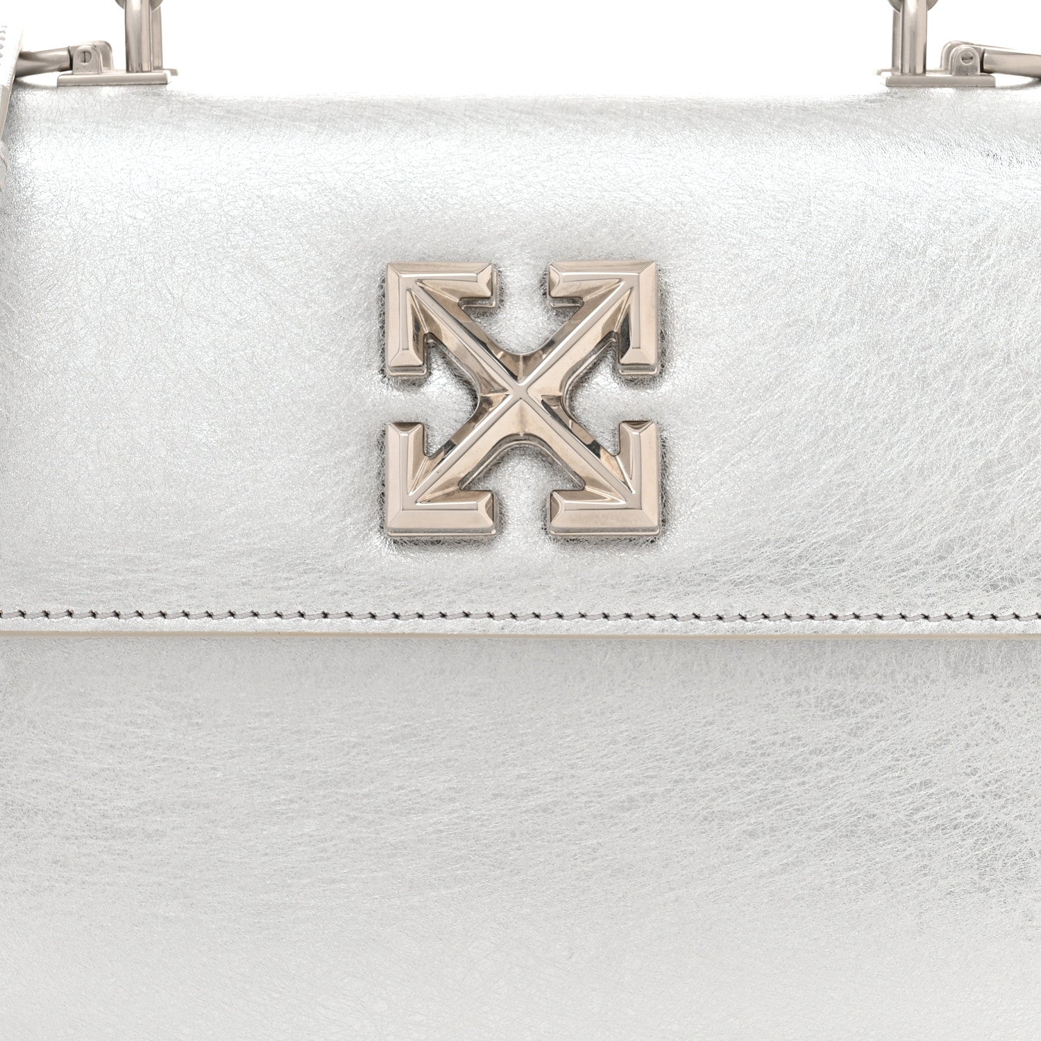Off-White Metallic Calfskin Jitney 1.4 Shoulder Bag Silver 6 of 11
