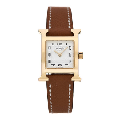 Hermes Stainless Steel Epsom 17.2mm Heure H Hour Quartz Watch Gold 1 of 5