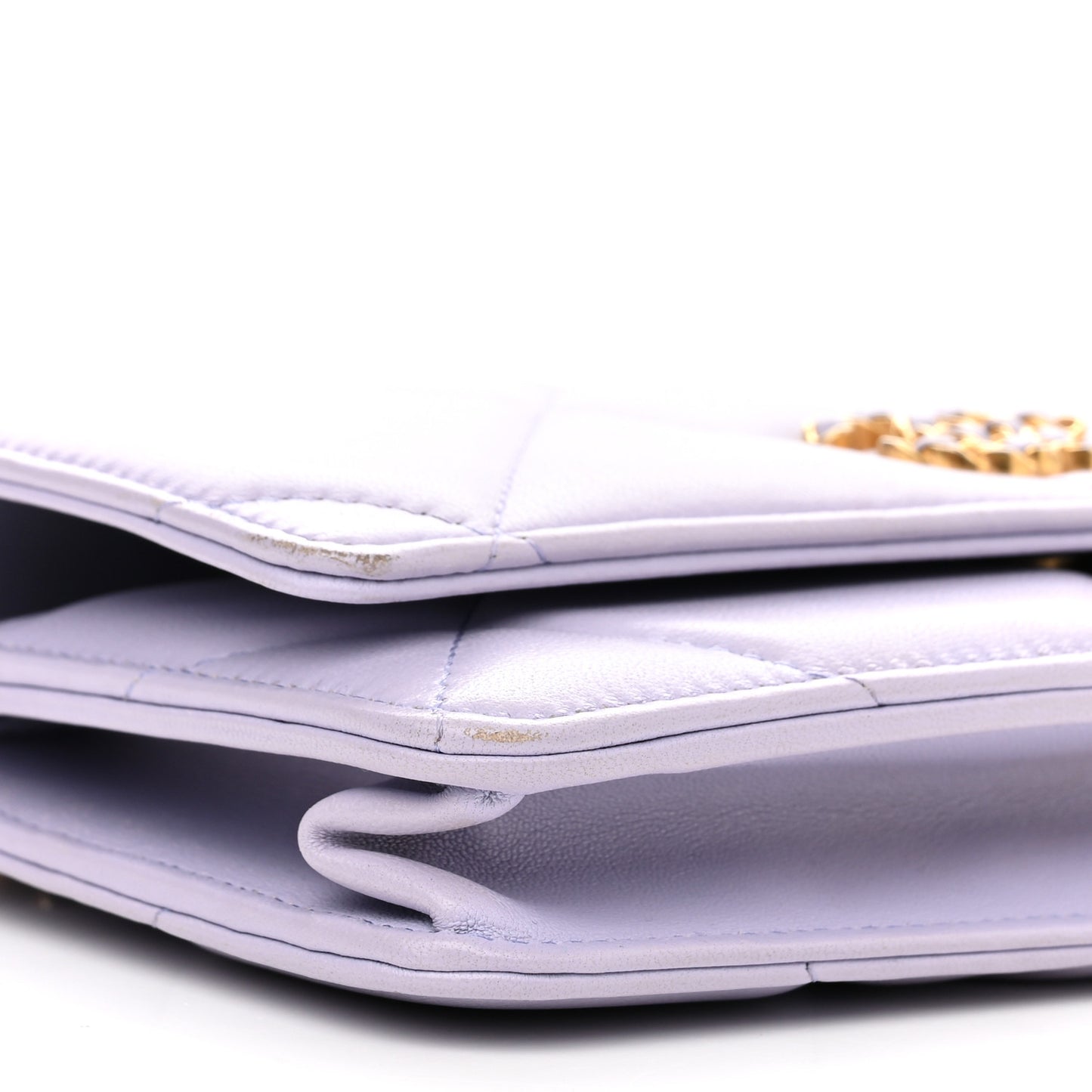 Lambskin Quilted Chanel 19 Wallet On Chain WOC Light Purple