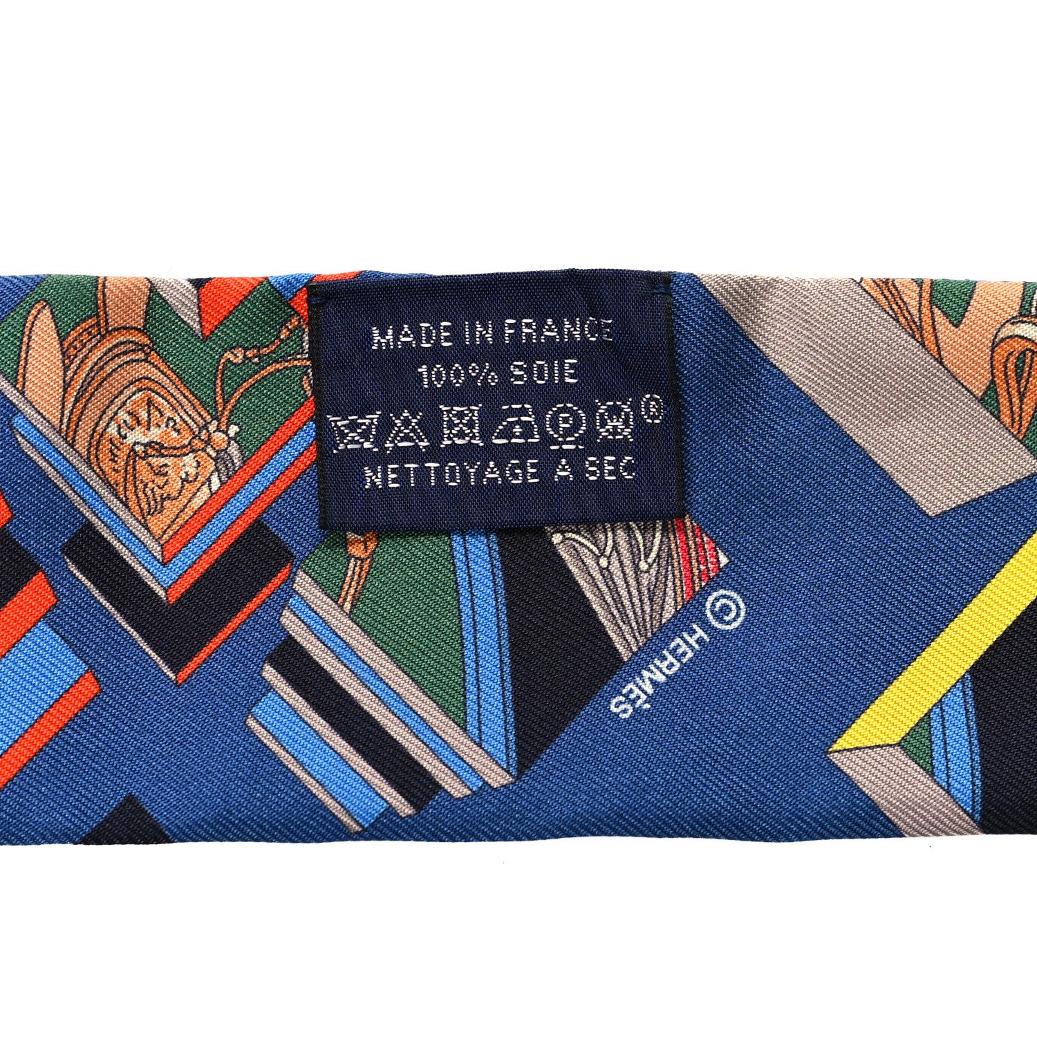 Hermes Silk Springs Springs Twilly Marine Vert Jaune 3 of 3