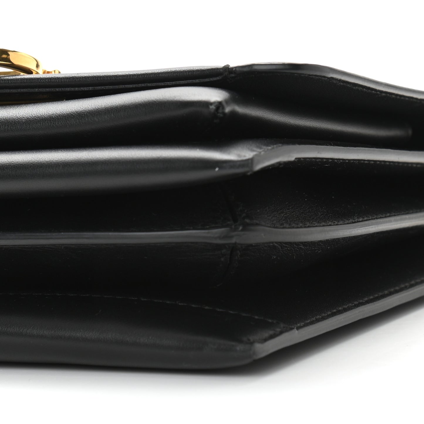 Calfskin Trifolio Flap Shoulder Bag Black