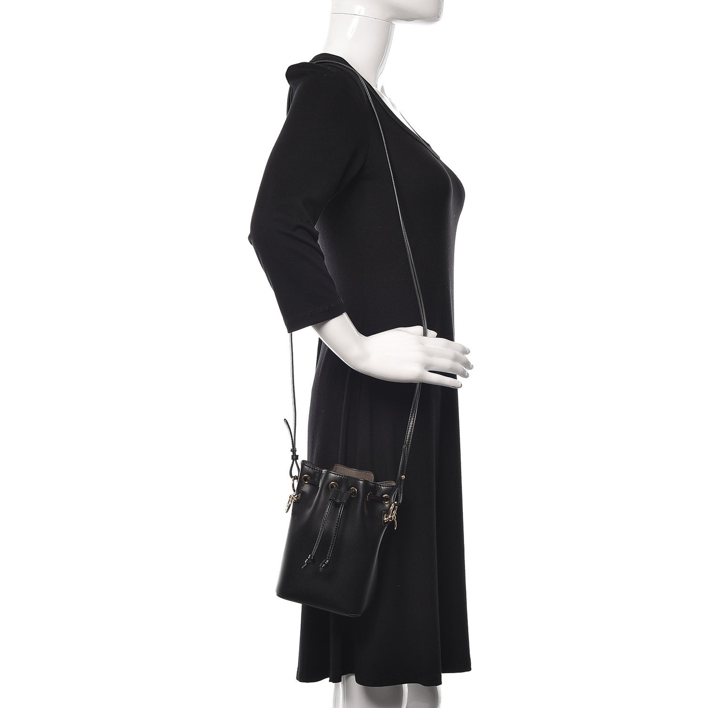 Vitello Liberty Lucido F is Fendi Mini Mon Tresor Bucket Bag Black