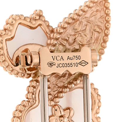 Van Cleef & Arpels 18K Rose Gold Mother of Pearl Carnelian Black Onyx Lucky Spring Brooch 3 of 4