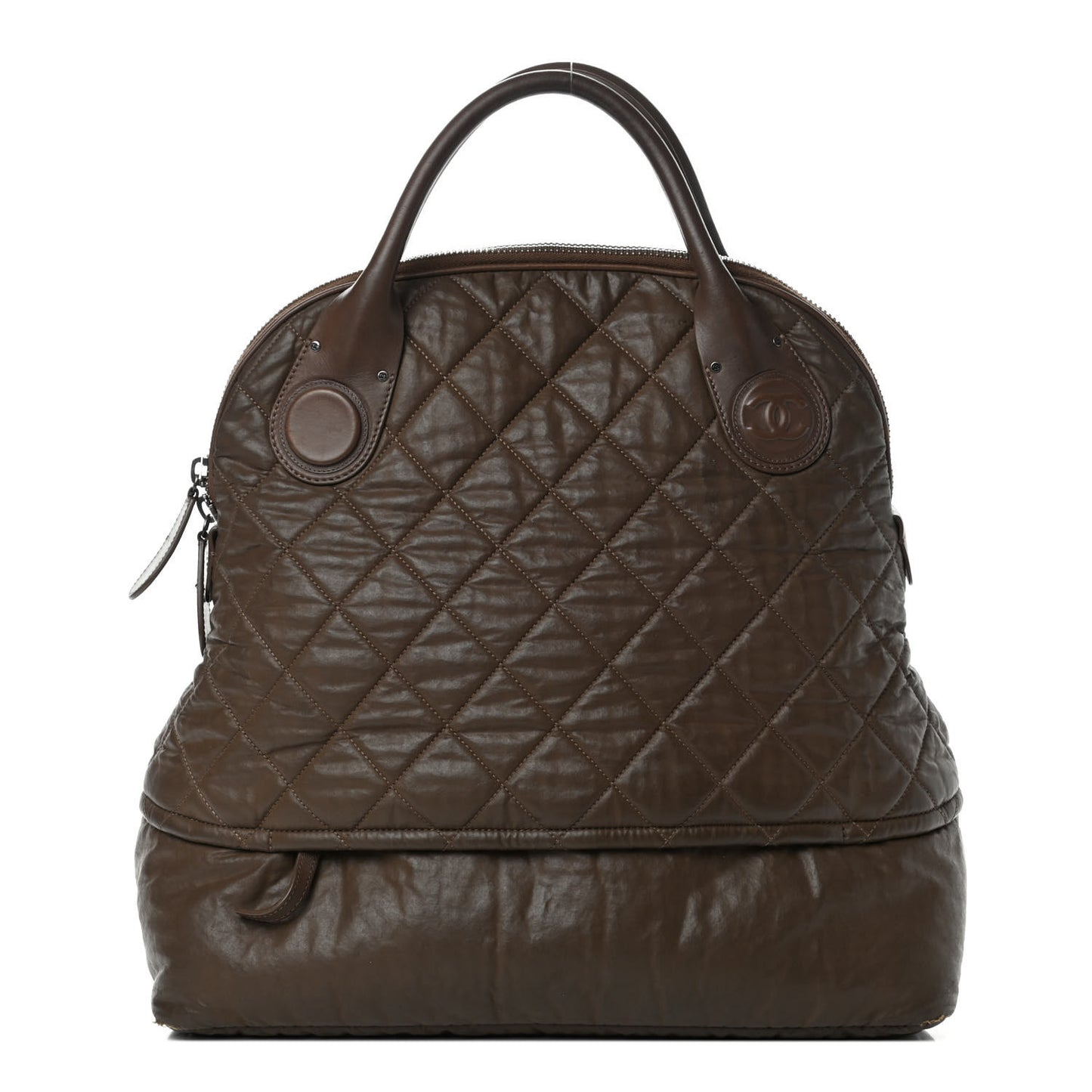 Coated Canvas Quilted Garment Travel Bag Brown