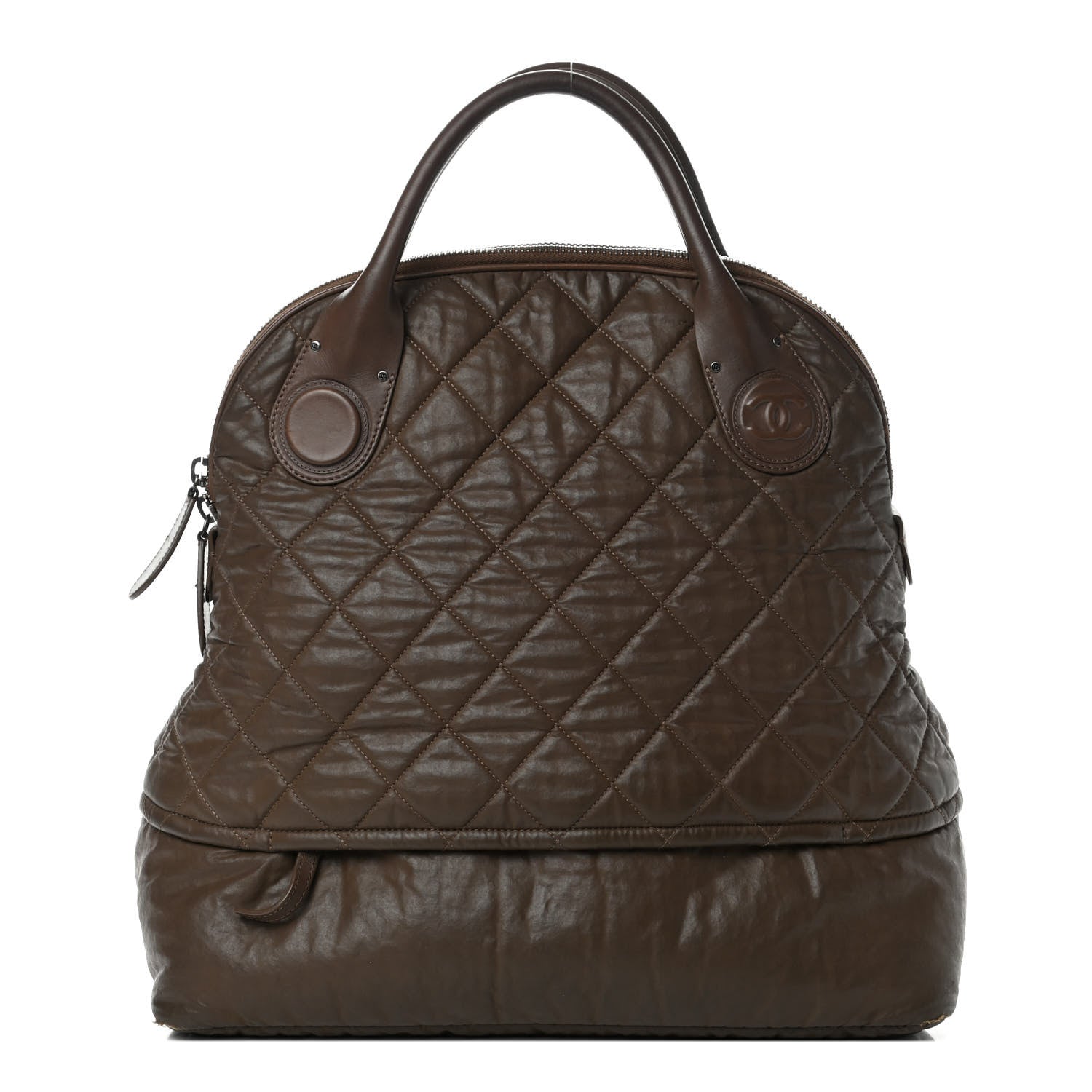 Chanel Coated Canvas Quilted Garment Travel Bag Brown 1 of 6