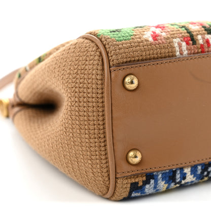 Dolce & Gabbana Crochet Embroidered Floral Print Miss Sicily Top Handle Flap Cammell Multicolor 8 of 11