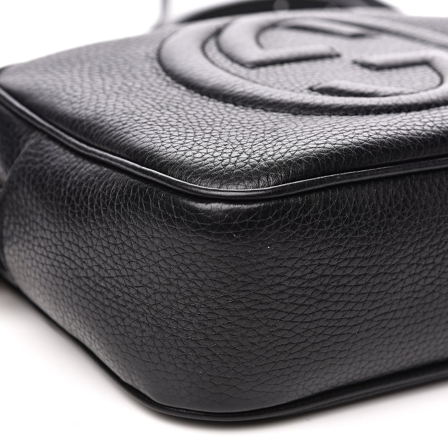 Pebbled Calfskin Small Soho Disco Bag Black