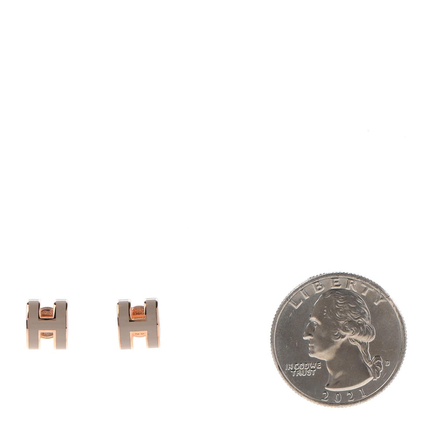 Hermes Rose Gold Lacquered Mini Pop H Earrings Marron Glace 2 of 8