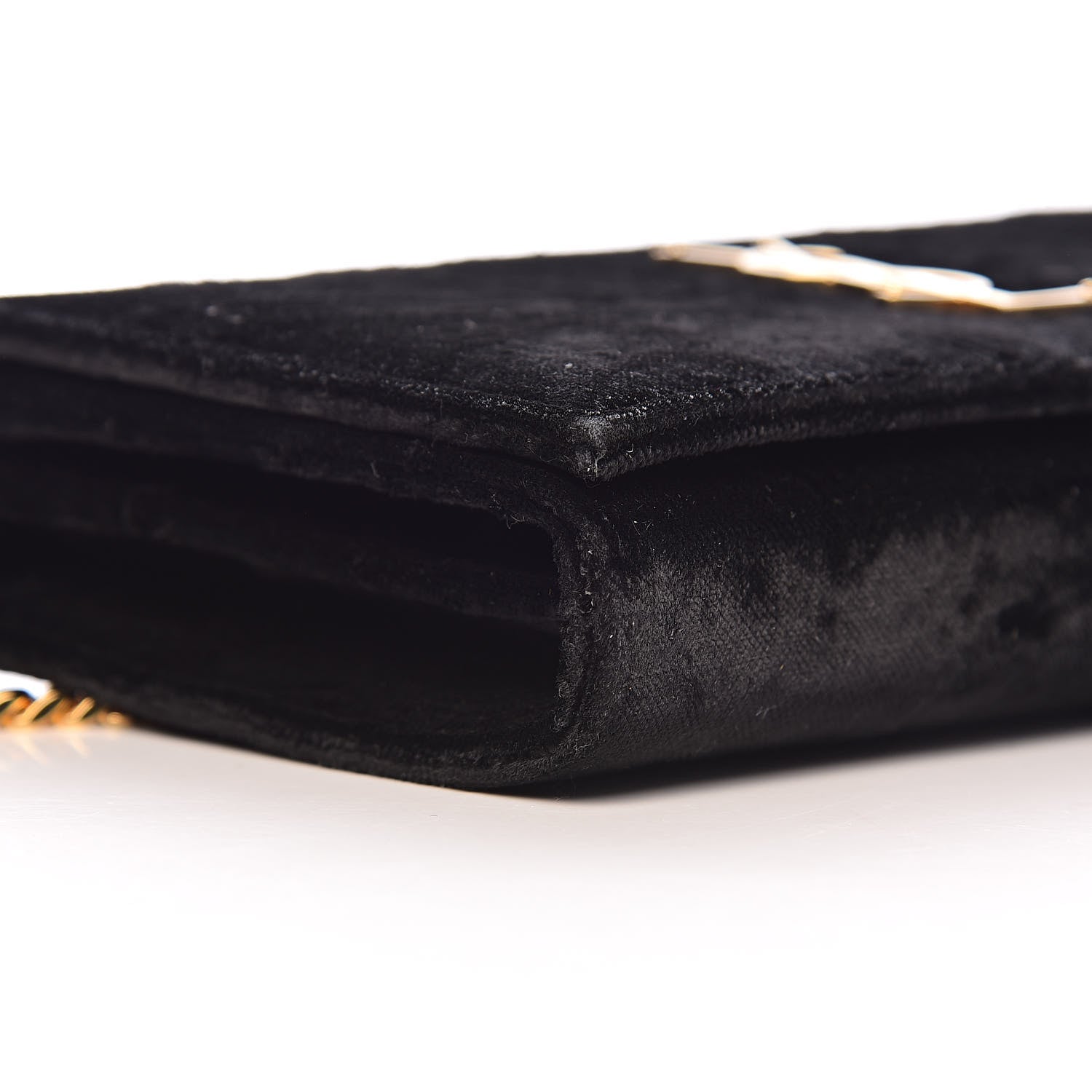 Saint Laurent Velvet Monogram Chain Wallet Black 9 of 11
