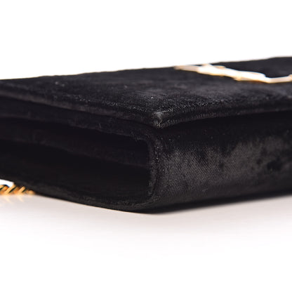 Saint Laurent Velvet Monogram Chain Wallet Black 9 of 11