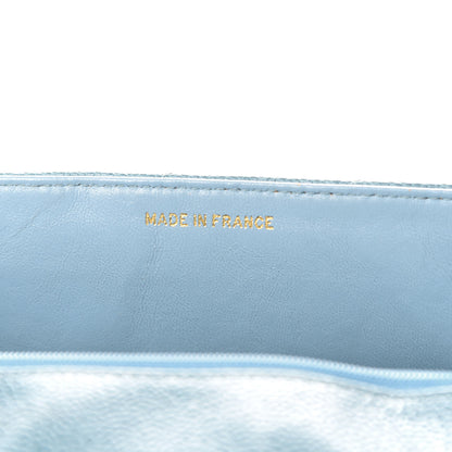 Chanel Caviar Diagonal Quilted Jumbo Single Flap Blue 7 of 18