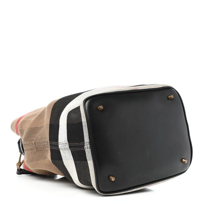 Burberry Canvas Mega Check Medium Ashby Hobo Black 4 of 9